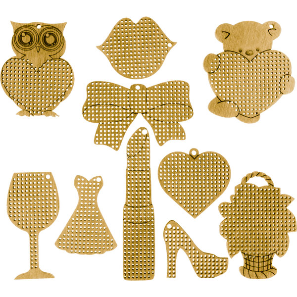 Set of blanks for embroidery on wood