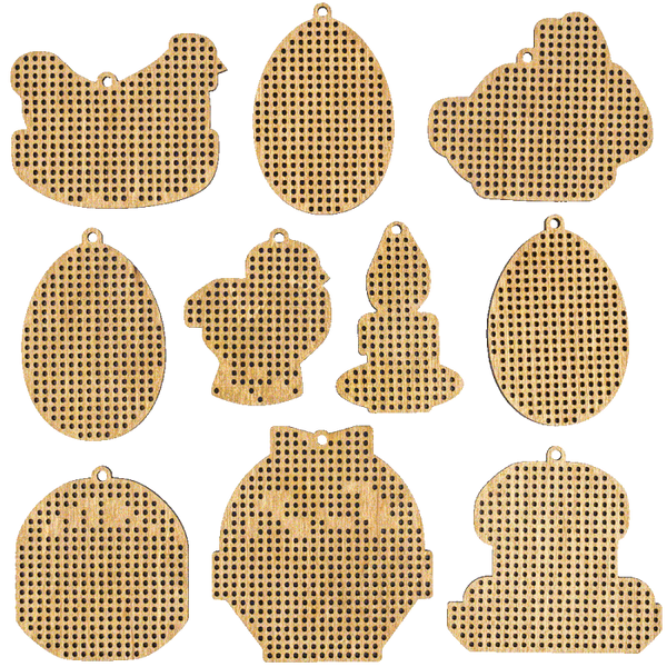 Set of blanks for embroidery on wood