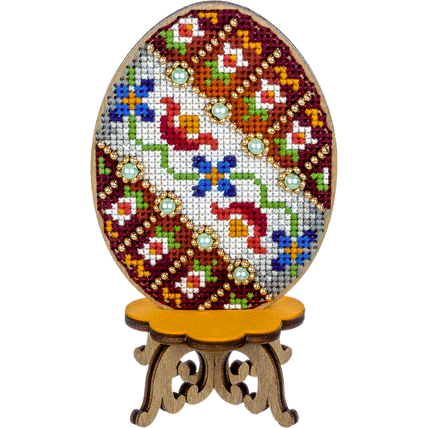 DIY Cross Stitch on Wood Kit, Easter Egg Stand Kit