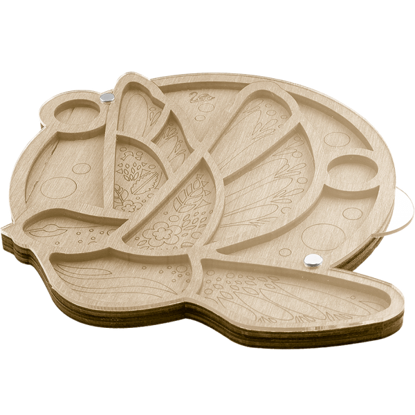 Wood bead organizer with transparent lid