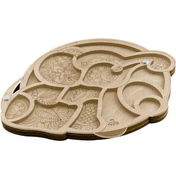 Wood bead organizer with transparent lid