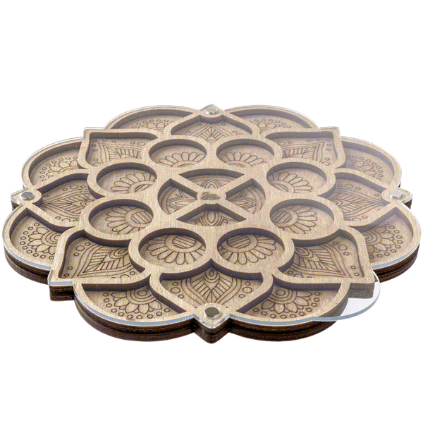 Wood bead organizer with transparent lid