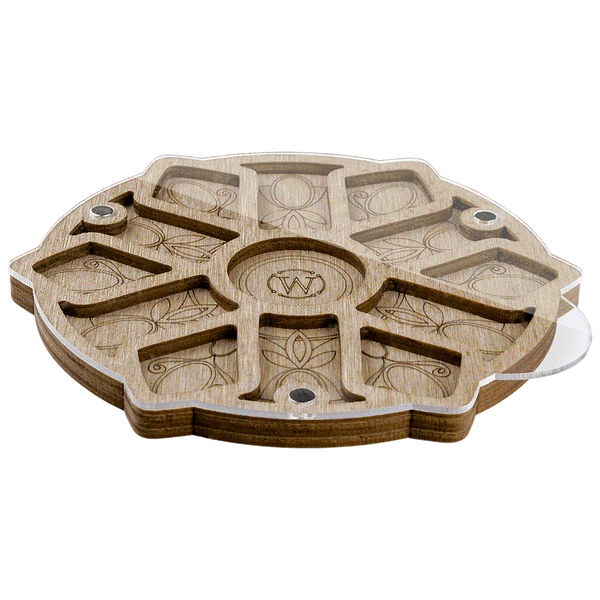 Wood bead organizer with transparent lid