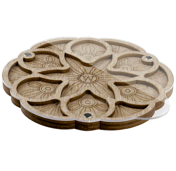 Wood bead organizer with transparent lid