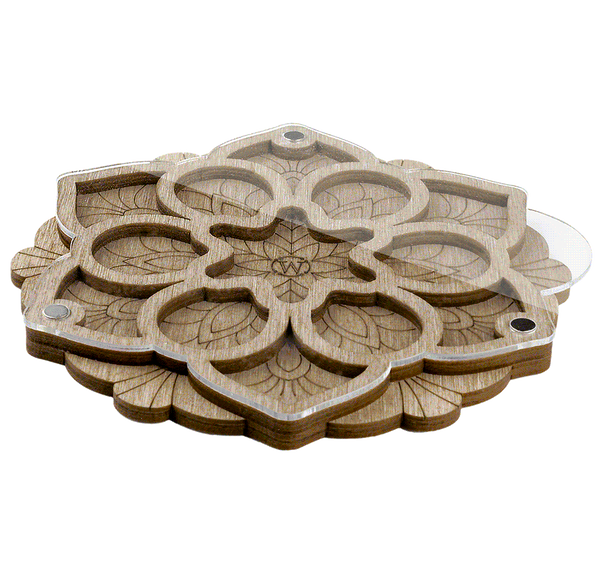 Wood bead organizer with transparent lid