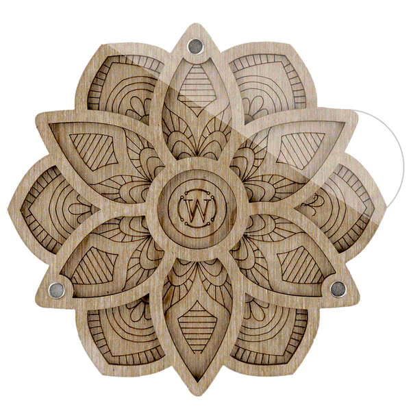 Wood bead organizer with transparent lid