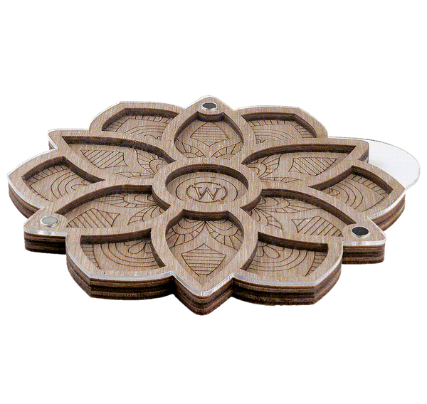 Wood bead organizer with transparent lid