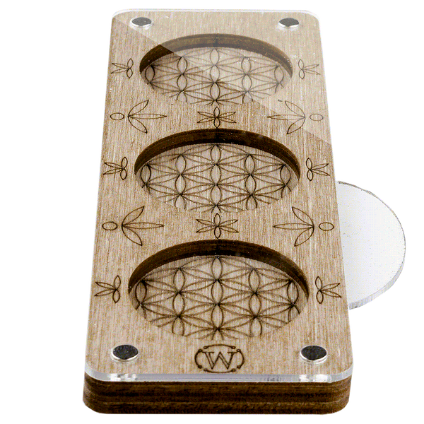 Wood bead organizer with transparent lid