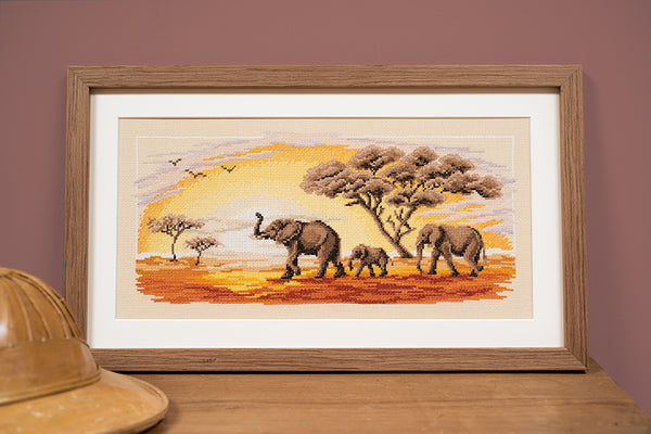 DIY Counted cross stitch kit Elephants 42 x 20 cm / 16.8