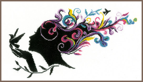 DIY Counted cross stitch kit Girl with flower hair