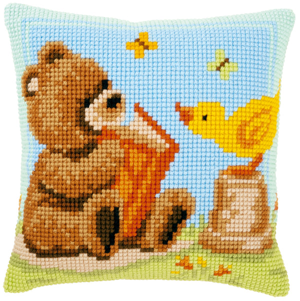 DIY Cross stitch cushion kit Popcorn reading