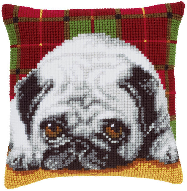 DIY Cross stitch cushion kit Pug-dog