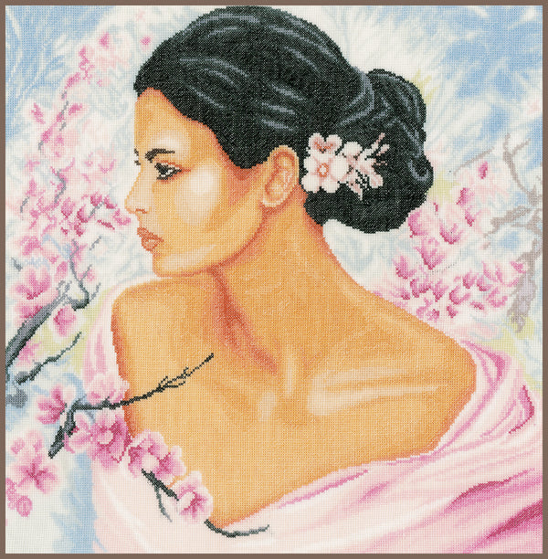 DIY Counted cross stitch kit Lady with blossoms