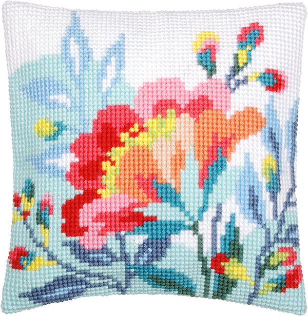DIY Cross stitch cushion kit Bright flowers