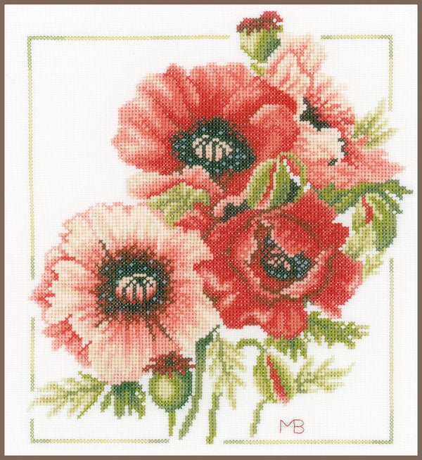 DIY Counted cross stitch kit Anemone bouquet