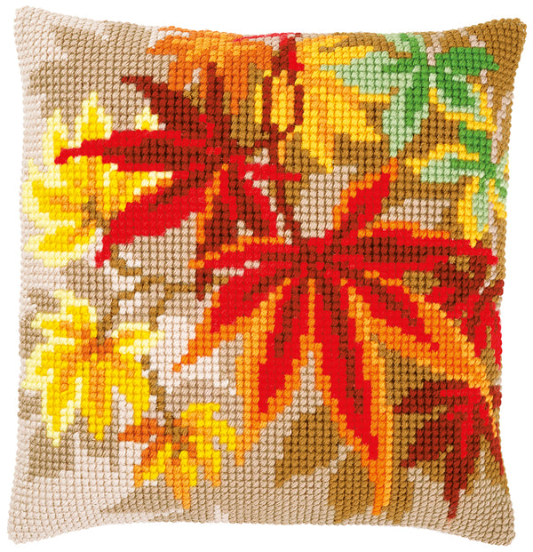 DIY Cross stitch cushion kit Autumn leaves