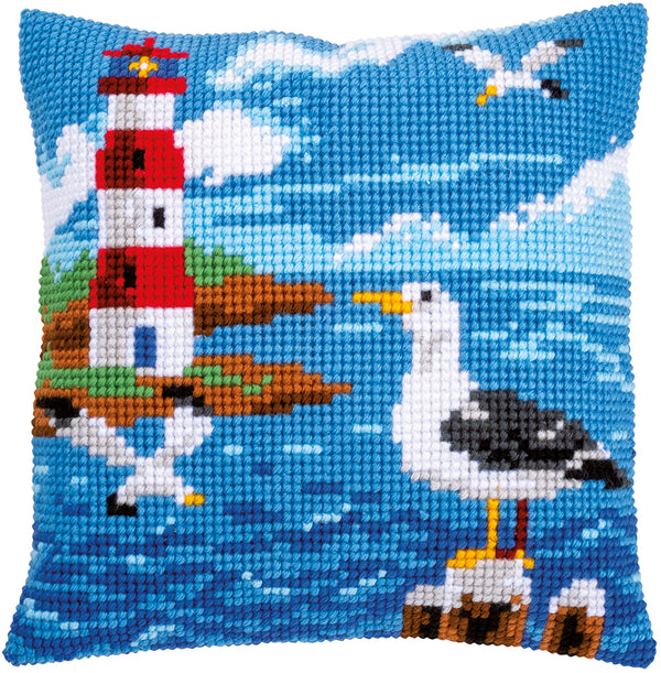 DIY Cross stitch cushion kit Lighthouse and seagulls