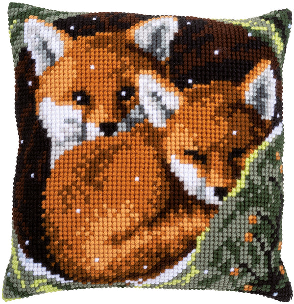 DIY Cross stitch cushion kit Foxes