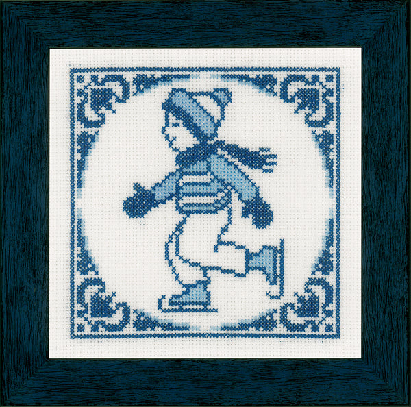 DIY Counted cross stitch kit Delft blue set of 4