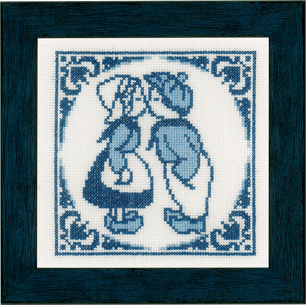DIY Counted cross stitch kit Delft blue set of 4