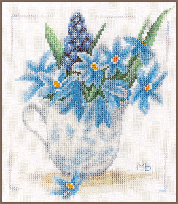 DIY Counted cross stitch kit Blue flowers