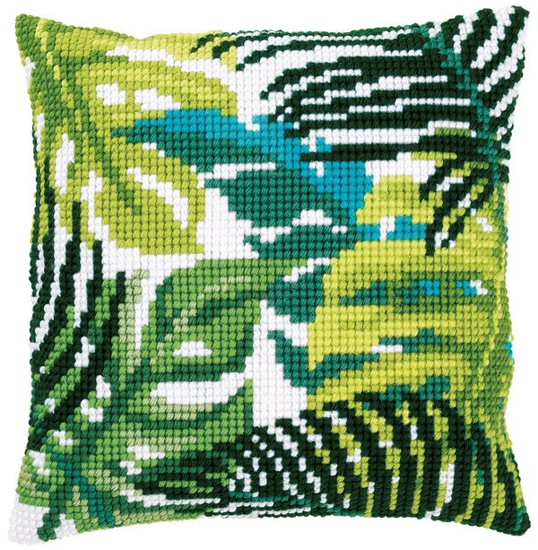 DIY Cross stitch cushion kit Botanical leaves