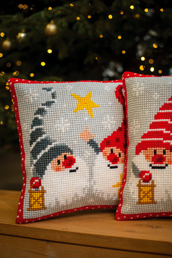 DIY Cross stitch cushion kit Christmas gnomes