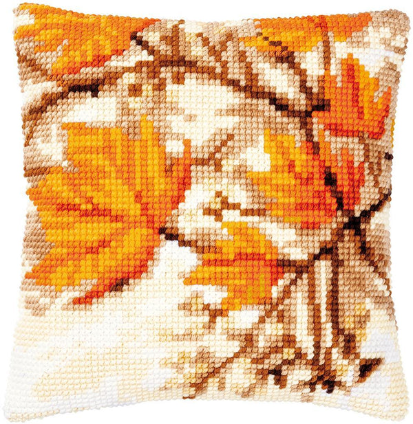 DIY Cross stitch cushion kit Autumn leaves