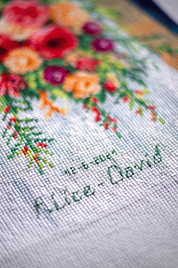 DIY Counted cross stitch kit Bridal bouquet 21 x 29 cm / 8.4