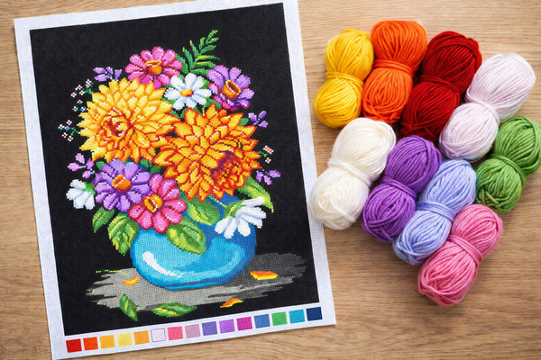 DIY Printed Tapestry Kit “A Bouquet of Dahlias” Needlepoint Kit