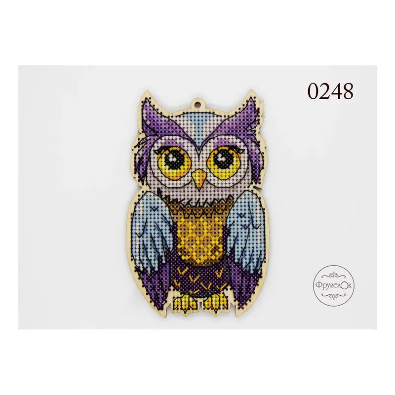 DIY Cross stitch kit on wood "Uliana" 3.9x2.6 in / 10.0x6.5 cm