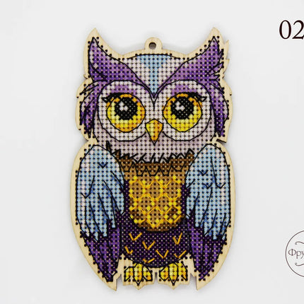 DIY Cross stitch kit on wood "Uliana" 3.9x2.6 in / 10.0x6.5 cm