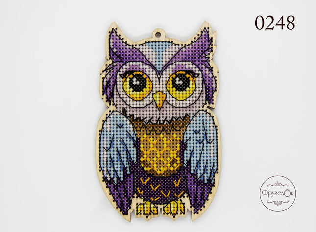 DIY Cross stitch kit on wood "Uliana" 3.9x2.6 in / 10.0x6.5 cm