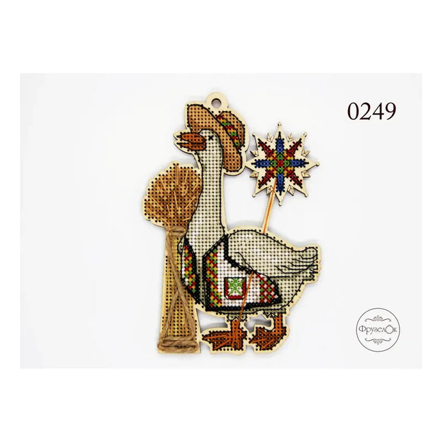 DIY Cross stitch kit on wood "Hrytsko" 5.3x3.5 in / 13.5x9.0 cm