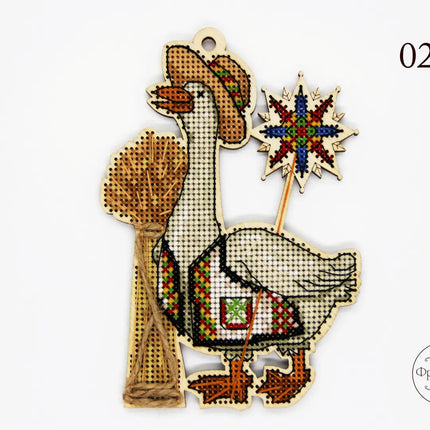 DIY Cross stitch kit on wood "Hrytsko" 5.3x3.5 in / 13.5x9.0 cm