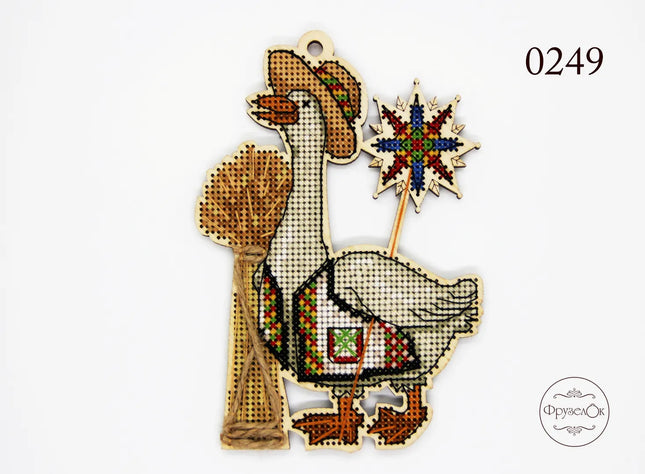 DIY Cross stitch kit on wood "Hrytsko" 5.3x3.5 in / 13.5x9.0 cm