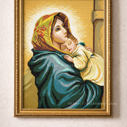 DIY Cross Stitch Kit with Printed canvas "Wandering Madonna"