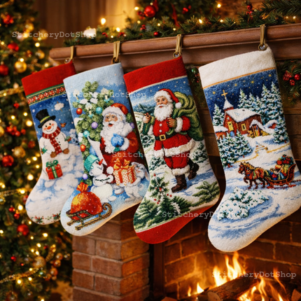 DIY Counted Cross Stitch Kit "Christmas and New Year's sock"