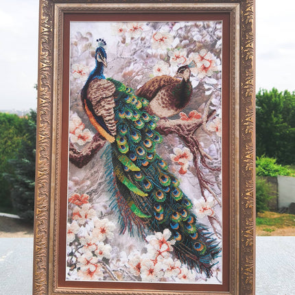 Embellished stitch kit "Two peacocks in blooming magnolia"