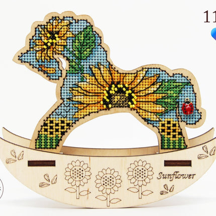 🎠 DIY Counted Cross Stitch Kit Rocking Horse "Sunflower"