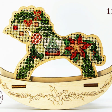 🎠 DIY Counted Cross Stitch Kit Rocking Horse "Winter"