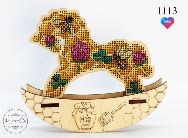 🎠 DIY Counted Cross Stitch Kit Rocking Horse "Honey"
