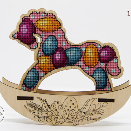 🎠 DIY Counted Cross Stitch Kit Rocking Horse "Easter Egg"