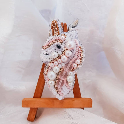 Beadwork kit for creating broоch "Unicorn"