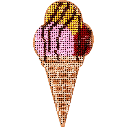 DIY Beaded embroidery on wood kit "Ice cream"