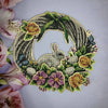 DIY Beaded Door Wreath Kit "Easter bunny" Embroidery on wood, Home decoration