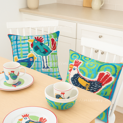 Needlepoint Pillow Kit "Hens"