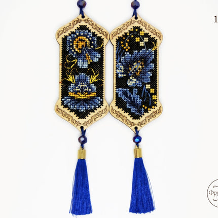 DIY cross stitch kit on wood "Petrykivka", Christmas tree toy