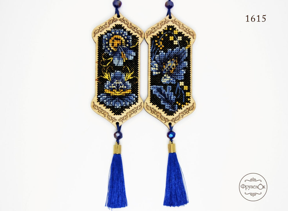 DIY cross stitch kit on wood "Petrykivka", Christmas tree toy