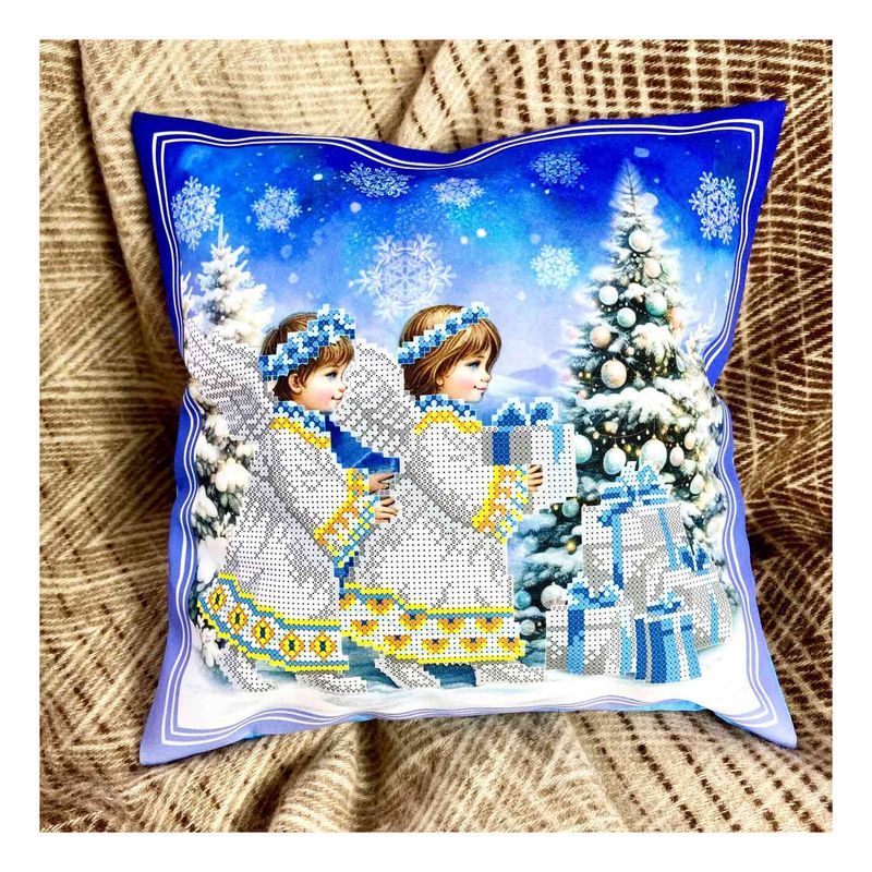 DIY Bead embroidery cushion cover kit "Christmas Angels"